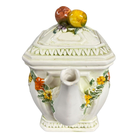 Vintage Lefton Teapot 6755 Fruit Floral Garland Garden Orchard Cottage - Picture 5 of 12
